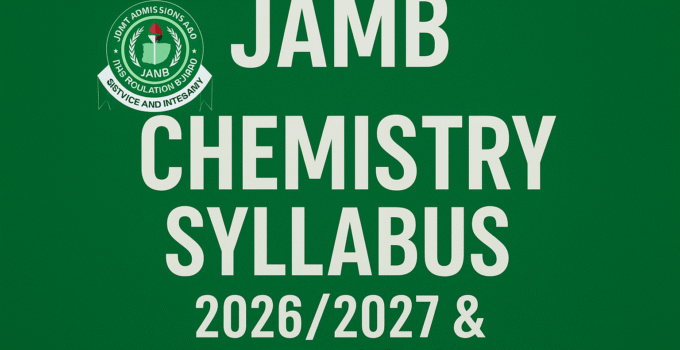 JAMB Chemistry Syllabus 2026/2027 & Textbooks